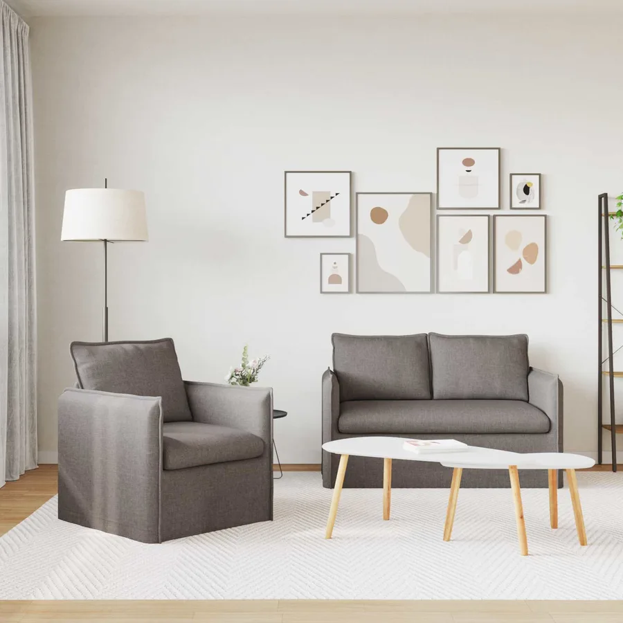 Ensemble de Canapés 2 pcs Taupe 136 x 82 x 85 cm Tissu - 3