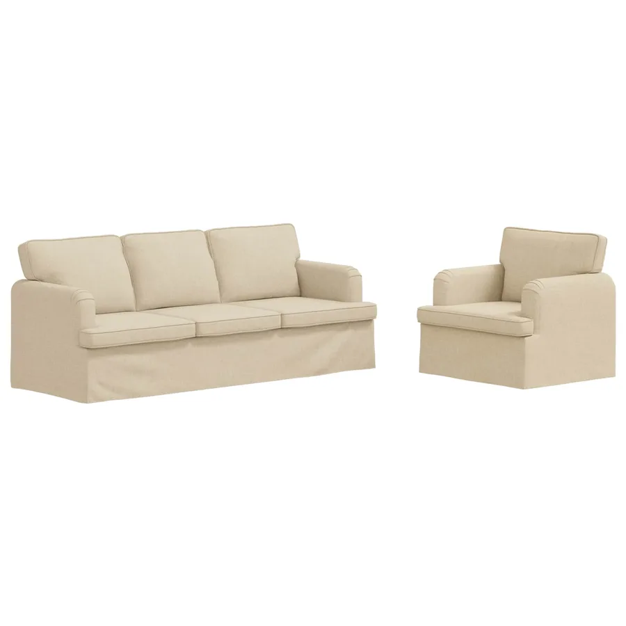Ensemble de Canapés 2 pcs Crème 201 x 80 x 85 cm tissu - 2