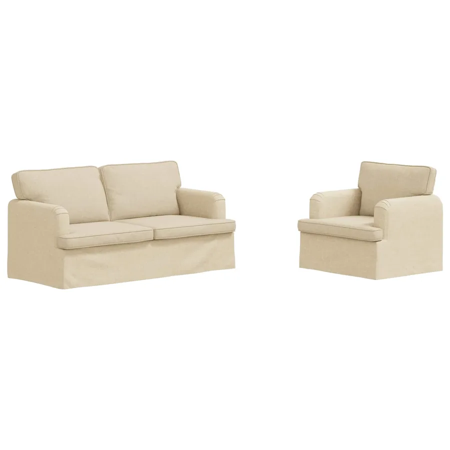 Ensemble de Canapés 2 pcs Crème 162 x 80 x 85 cm tissu - 2