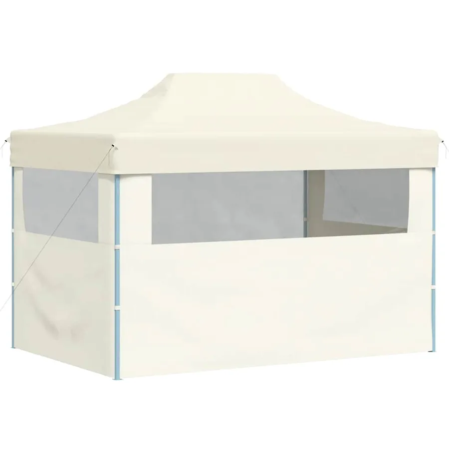 Tente de réception pliable avec 3 parois 3x4 m Acier Crème - 6