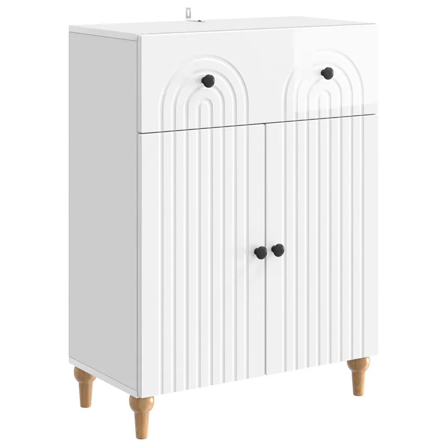 Buffet Blanc brillant 66 x 34,5 x 90 cm Bois d'ingénierie - 2