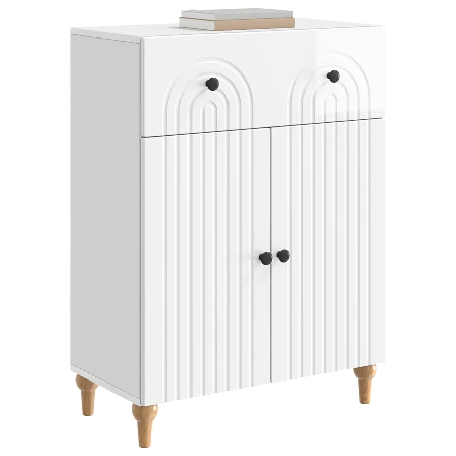 Buffet Blanc brillant 66 x 34,5 x 90 cm Bois d'ingénierie - 3