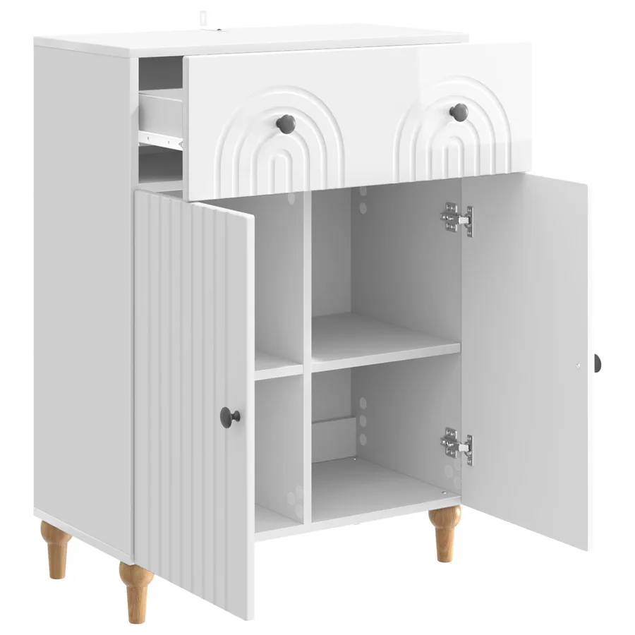 Buffet Blanc brillant 66 x 34,5 x 90 cm Bois d'ingénierie - 5