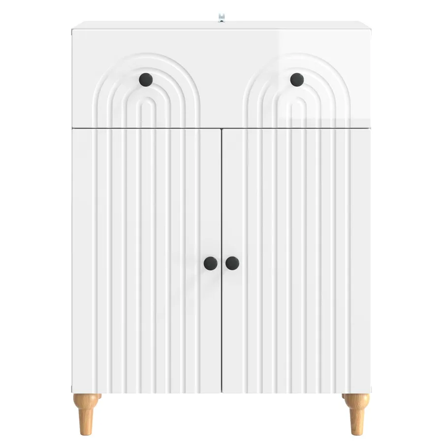 Buffet Blanc brillant 66 x 34,5 x 90 cm Bois d'ingénierie - 6