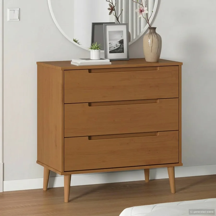 Commode MOLDE Caramel 80 x 40 x 80 cm Bois de pin massif
