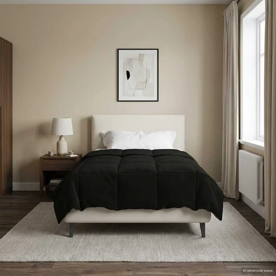 Duvet complet toute l'année Noir 140 x 220 cm Microfibre - 4