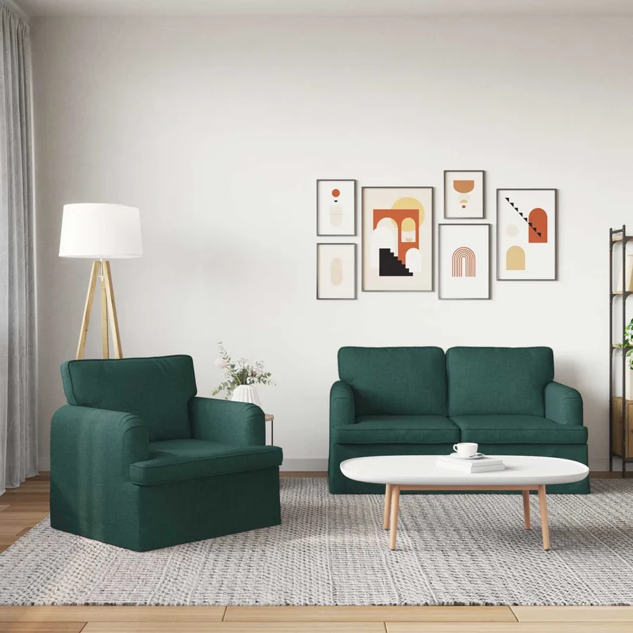 Ensemble de Canapés 2 pcs Vert foncé 144 x 80 x 85 cm tissu - 3