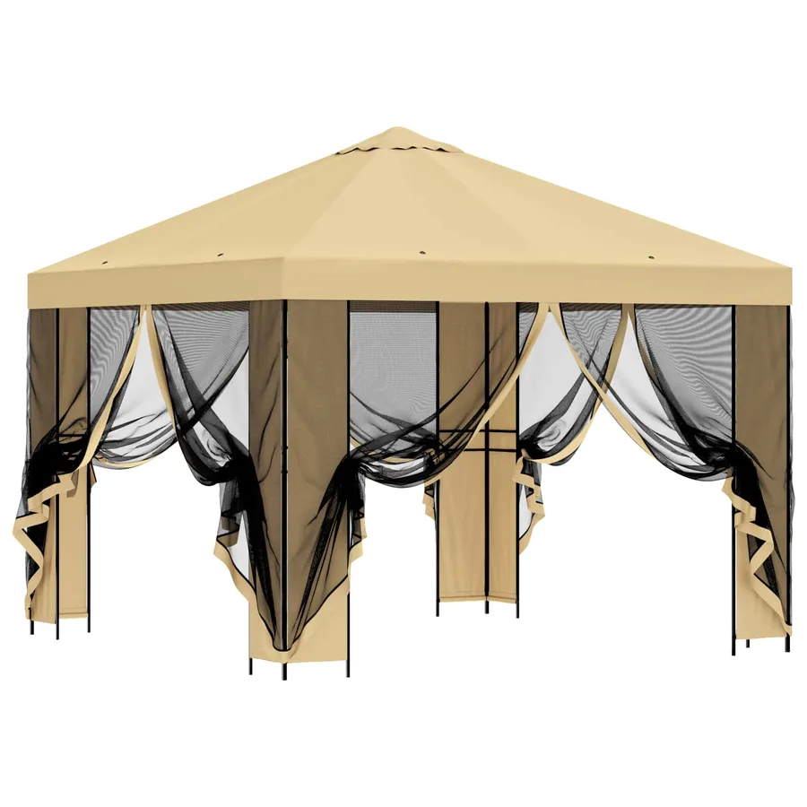 Abri de jardin avec parois 3 x 3 m Crème Polyester et Acier - 4