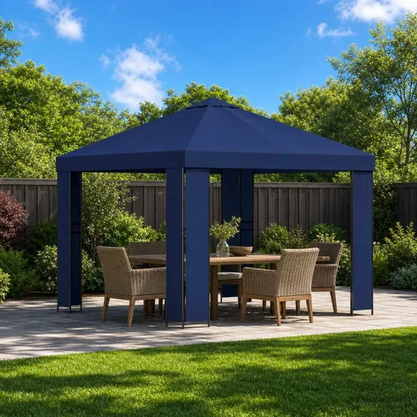 Pavillon 3 x 3 m Bleu Polyester et Acier 190 gsm