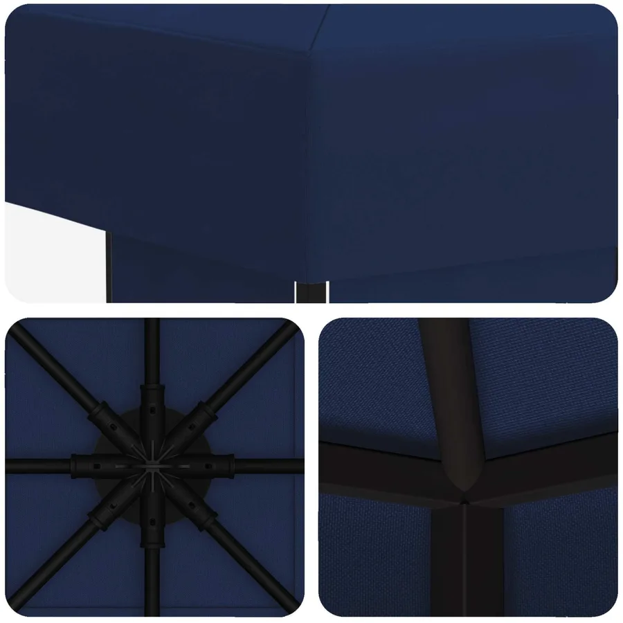 Pavillon 3 x 3 m Bleu Polyester et Acier 190 gsm - 5