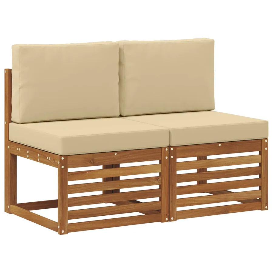 2 Pièce Sofa de milieu extérieur Bois d'Acacia Massif Naturel - 2