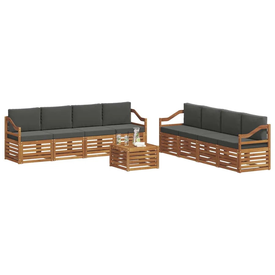Ensembles de canapés avec coussin 9 pcs Naturel et Anthracite - 3