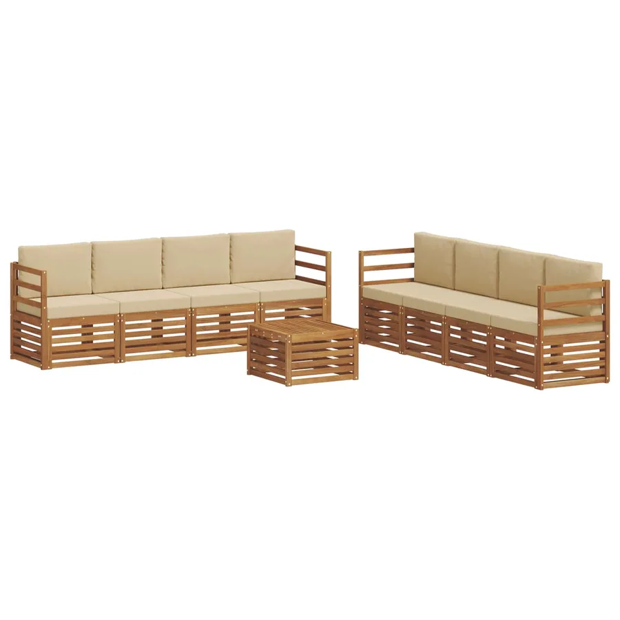 Ensembles de canapés avec coussin 9 pcs Naturel et Beige - 2