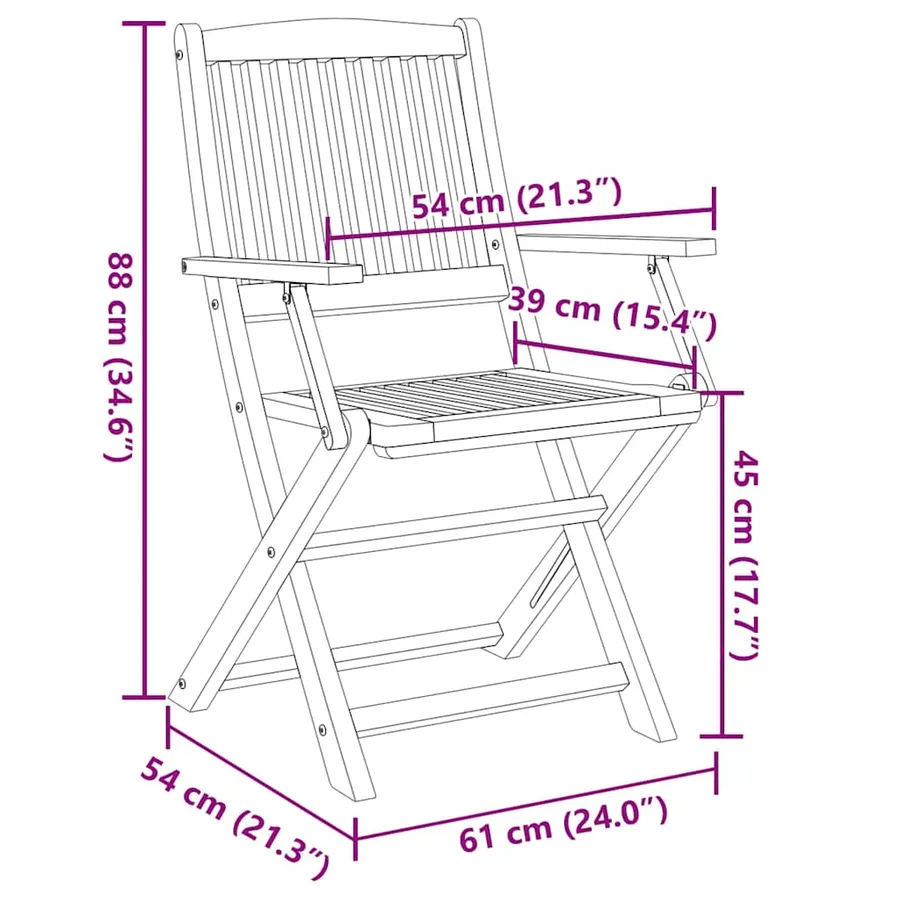 Chaises pliables de jardin 6 pcs Bois d'acacia solide - 7