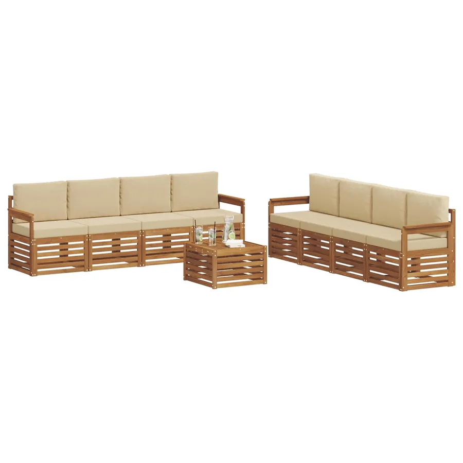 Ensembles de canapés avec coussin 9 pcs Naturel et Beige - 3