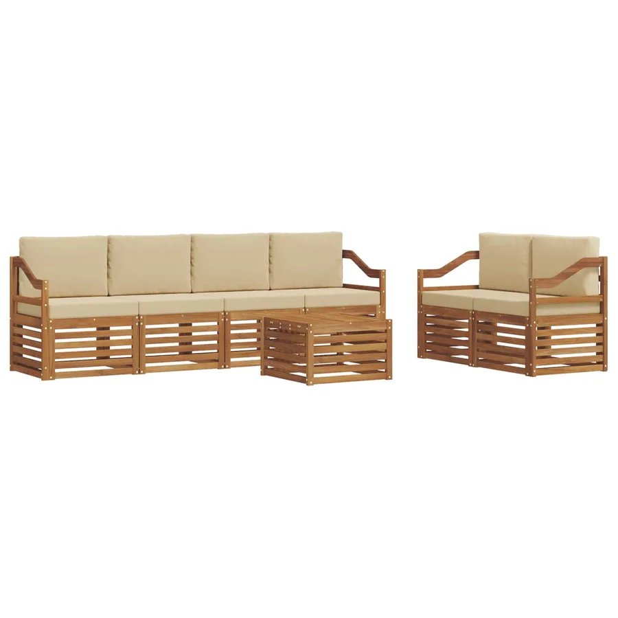 Ensemble de canapés d'extérieur 7 pcs Naturel et Beige - 2