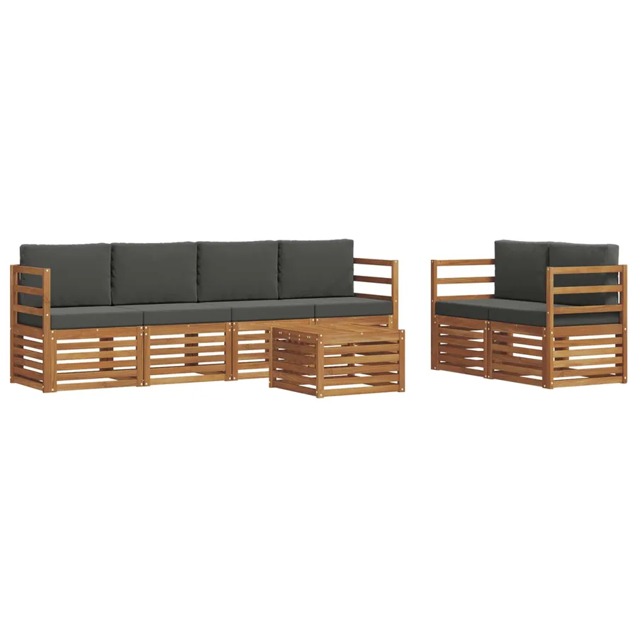 Ensemble de canapés d'extérieur 7 pcs Naturel et Anthracite - 2