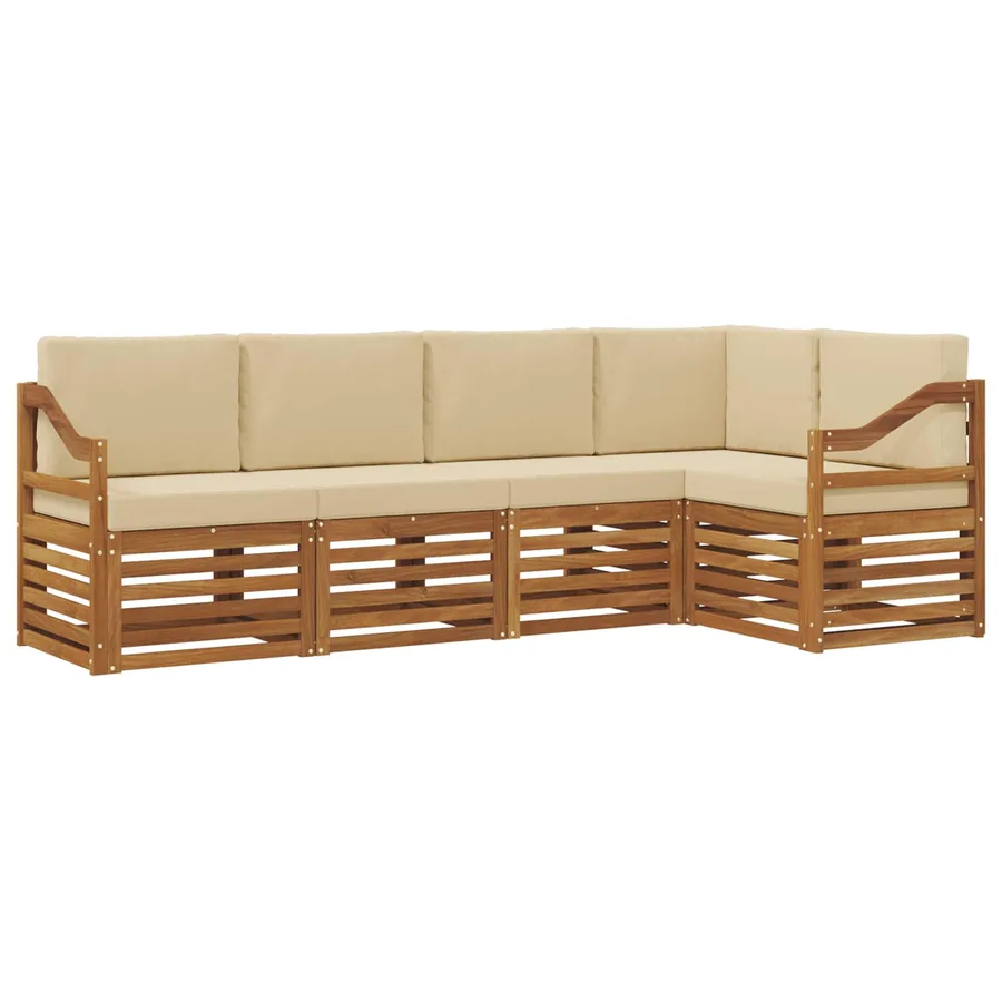 Ensemble de canapé d'angle avec coussin 5 pcs Naturel et Beige - 2