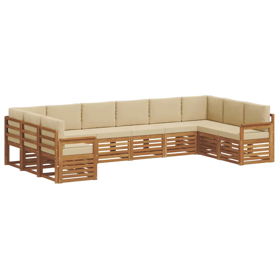 Ensemble de canapé d'angle avec coussin 10 pcs Naturel et Beige - 2