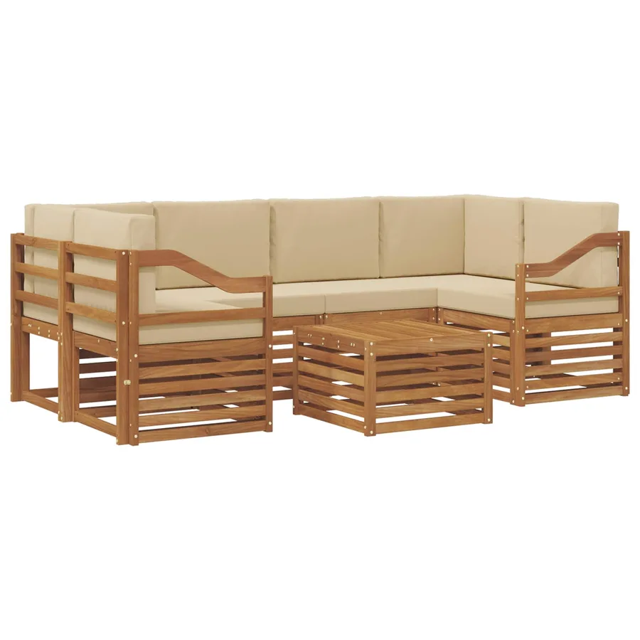 Ensemble de canapés d'extérieur 7 pcs Naturel et Beige - 2