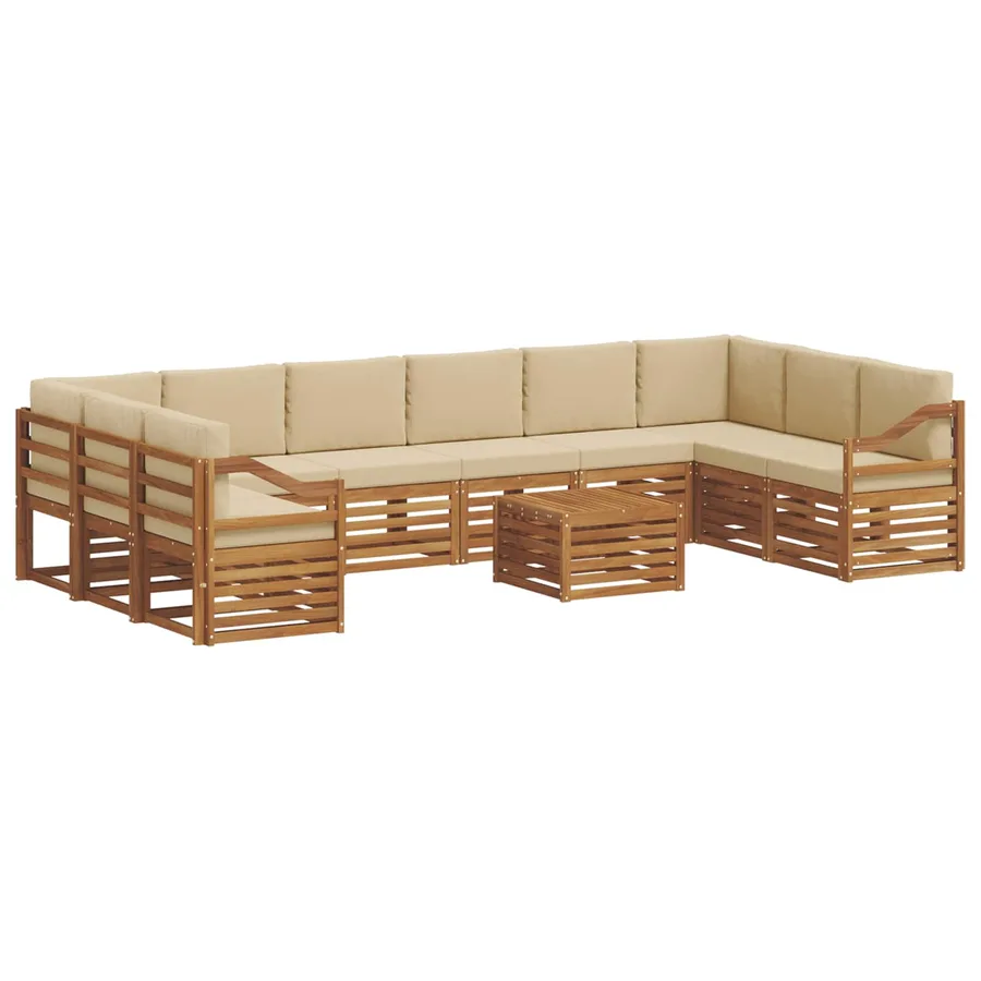Ensemble de canapés d'extérieur 11 pcs Naturel et Beige - 2