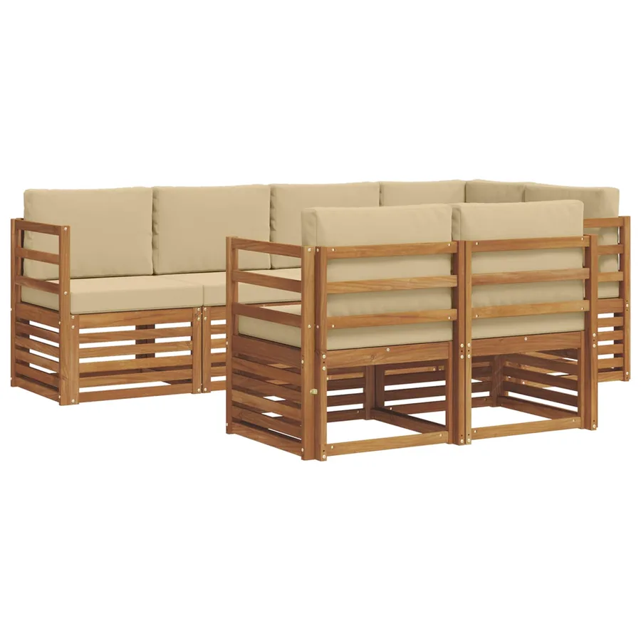 Ensemble de canapé d'angle avec coussin 7 pcs Naturel et Beige - 2