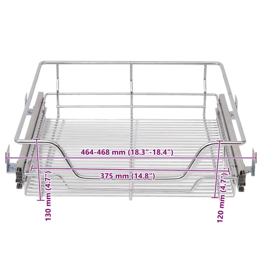 Panier en treillis métallique 2 pcs 500 mm Argenté - 8