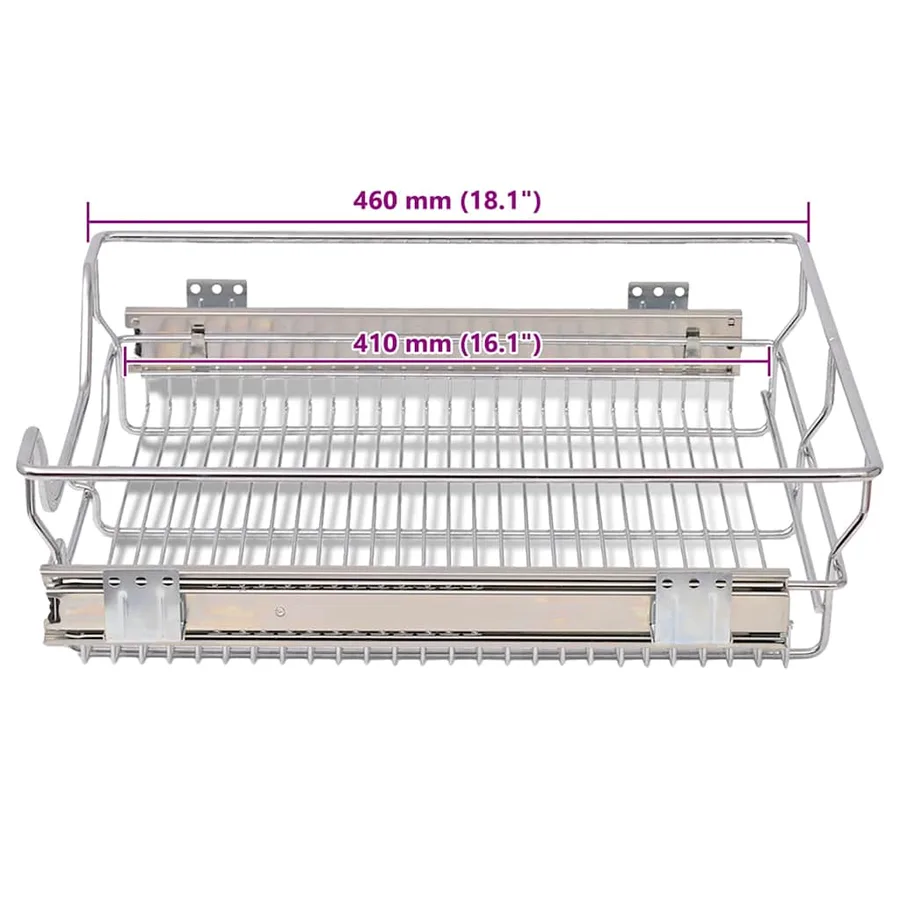 Panier en treillis métallique 2 pcs 500 mm Argenté - 9