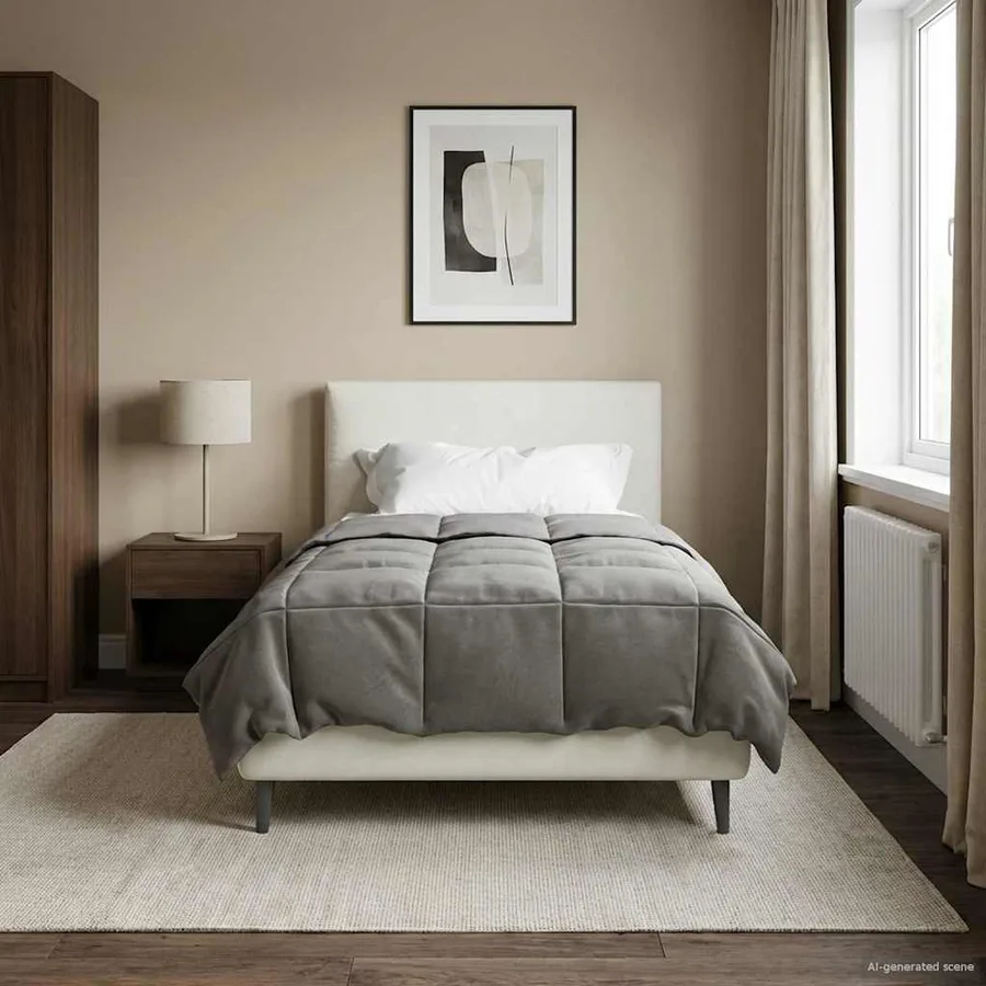 Duvet d'hiver Matelassé Gris clair 135 x 200 cm Microfibre - 4