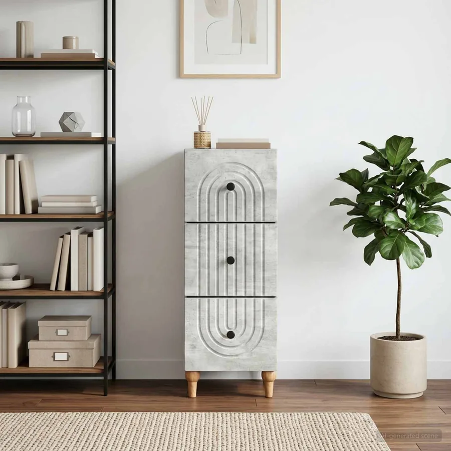 Armoire à tiroirs Gris béton 33 x 34,5 x 90 cm