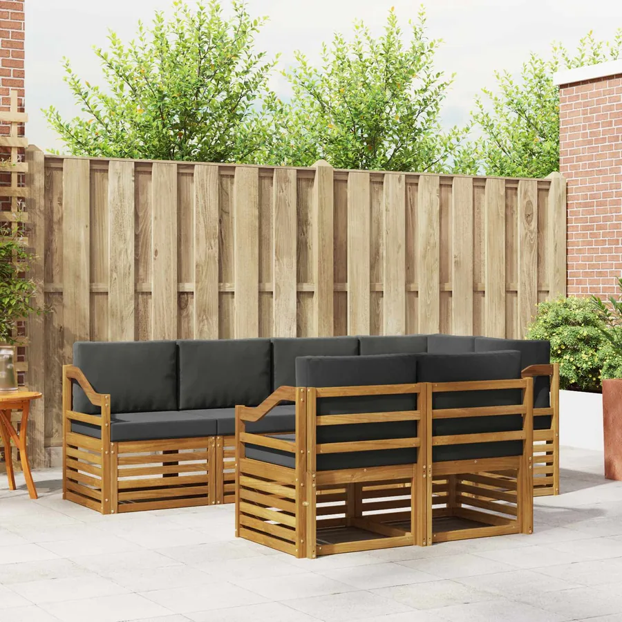 Ensemble de canapé d'angle 7 pcs Naturel et Anthracite