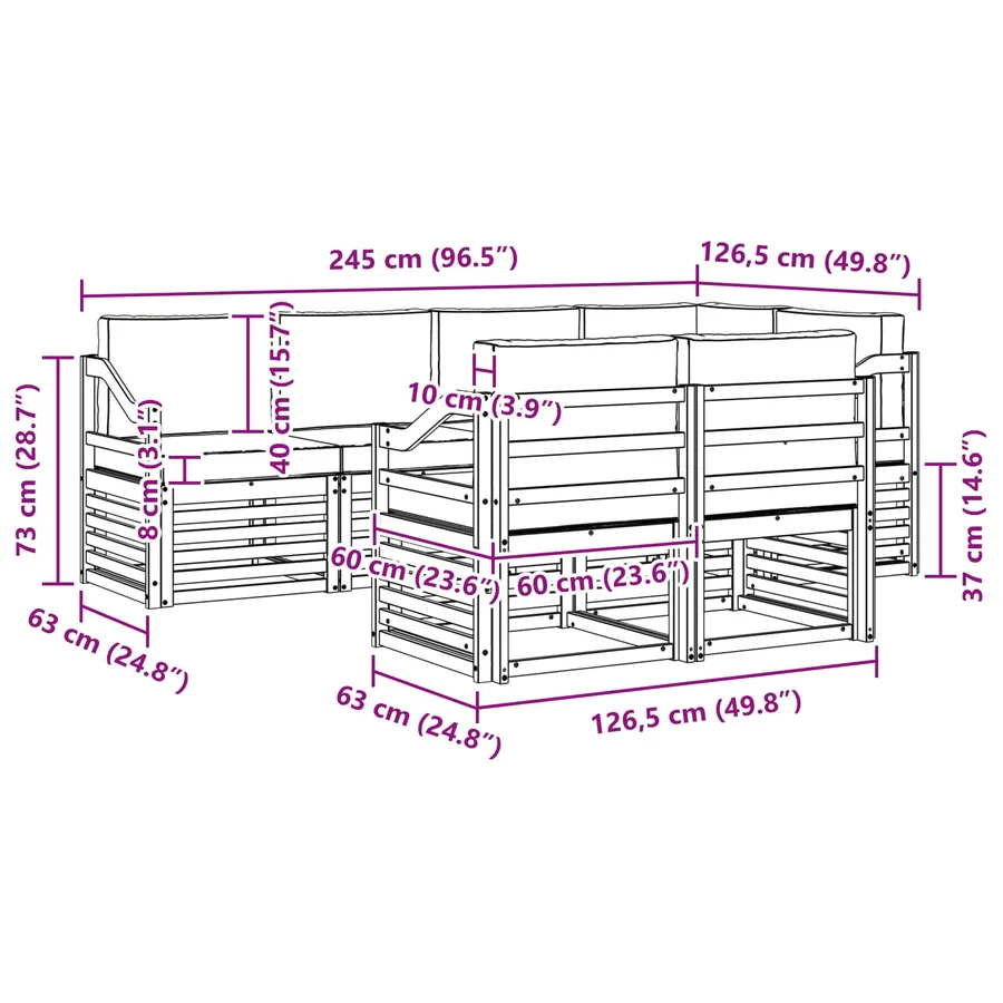Ensemble de canapé d'angle 7 pcs Naturel et Anthracite - 9