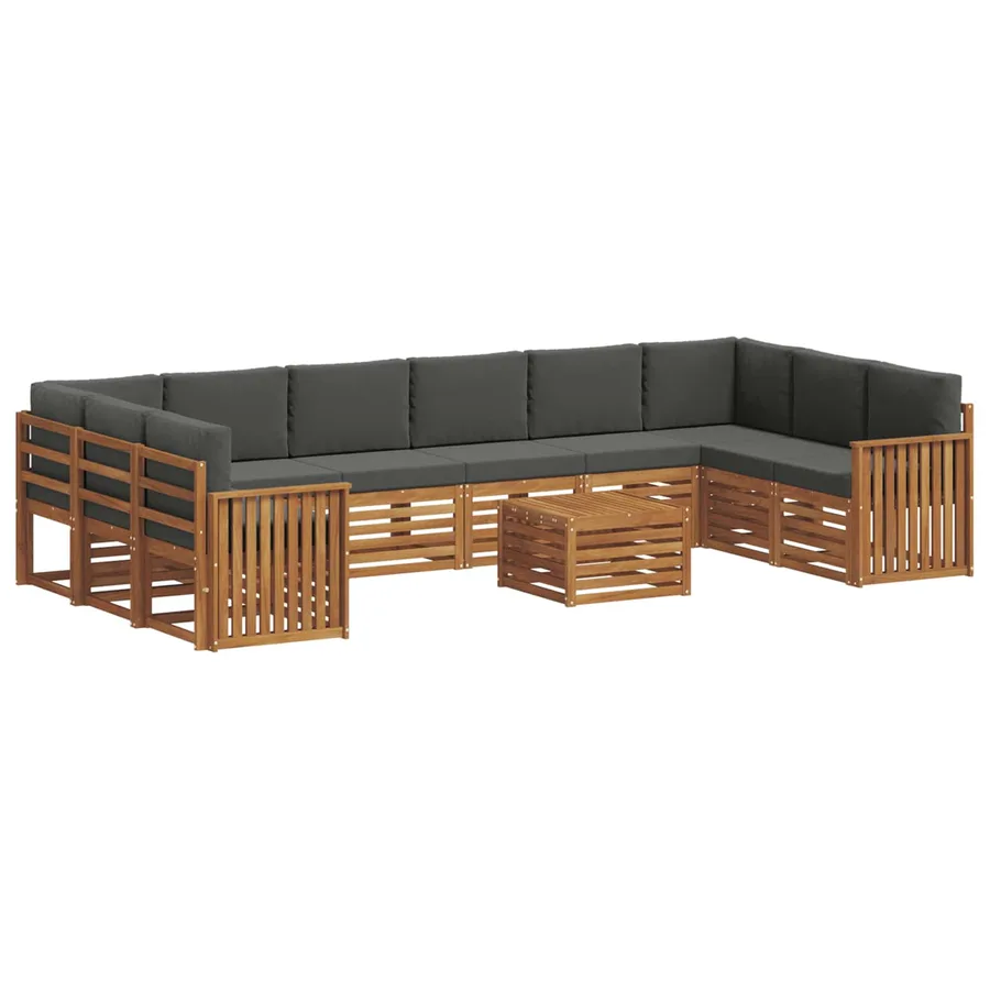 Ensemble de canapés d'extérieur 11 pcs Naturel et Anthracite - 2