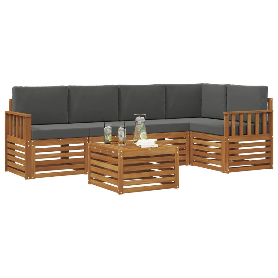 Ensemble de canapé d'angle 6 pcs Naturel et Anthracite - 3
