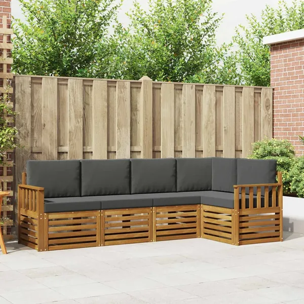 Ensemble de canapé d'angle 5 pcs Naturel et Anthracite