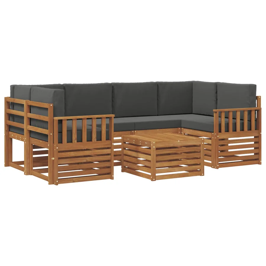 Ensemble de canapés d'extérieur 7 pcs Naturel et Anthracite - 2