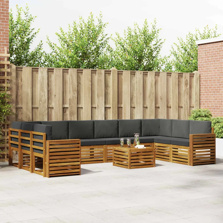 Ensemble de canapés d'extérieur 11 pcs Naturel et Anthracite