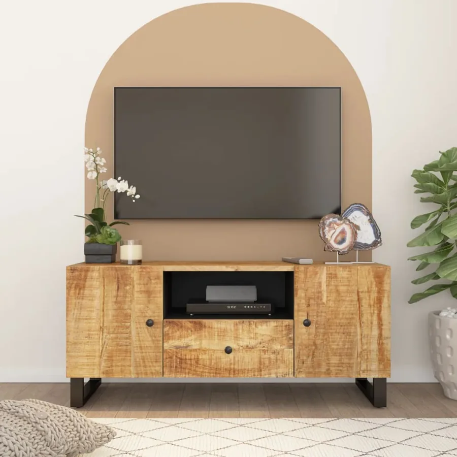 TV Cabinet 105x33.5x46 cm Mango Wood and Engineered Wood