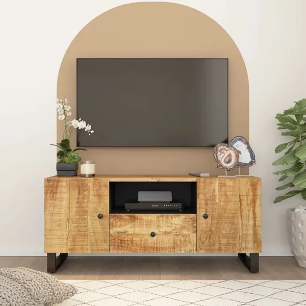 TV Cabinet 105x33.5x46 cm Mango Wood and Engineered Wood