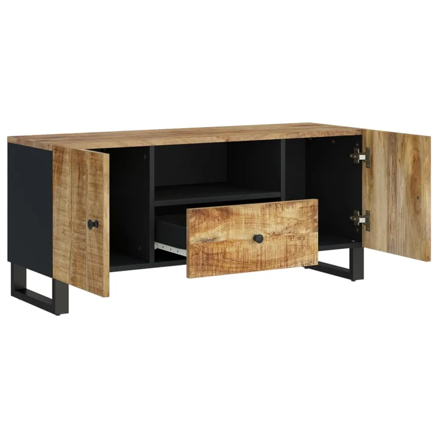 TV Cabinet 105x33.5x46 cm Mango Wood and Engineered Wood - 3