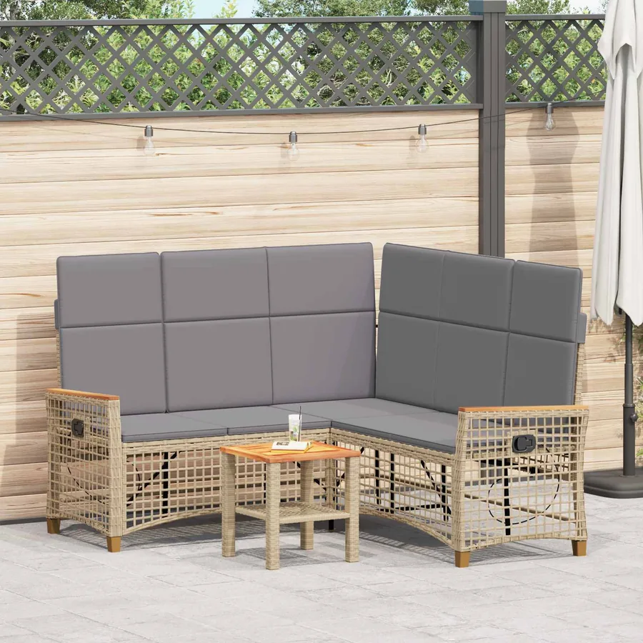 Ensemble de canapés inclinables de jardin Beige et Gris clair