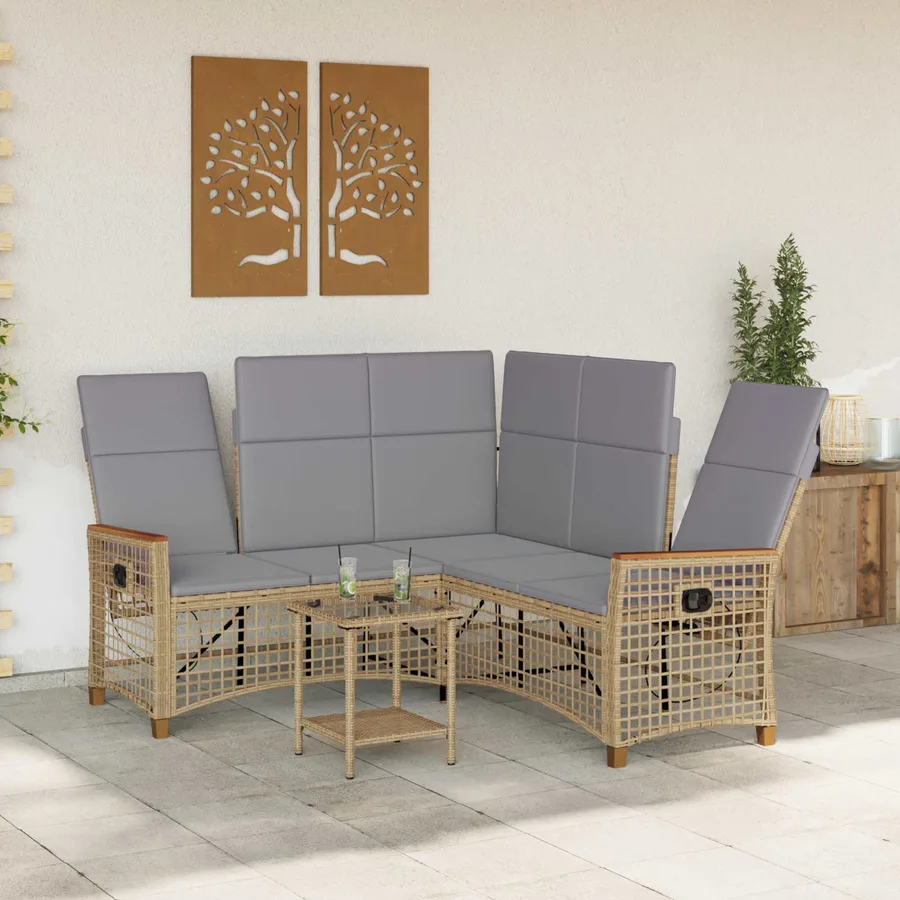 Ensemble de canapés inclinables de jardin Beige et Gris clair - 3