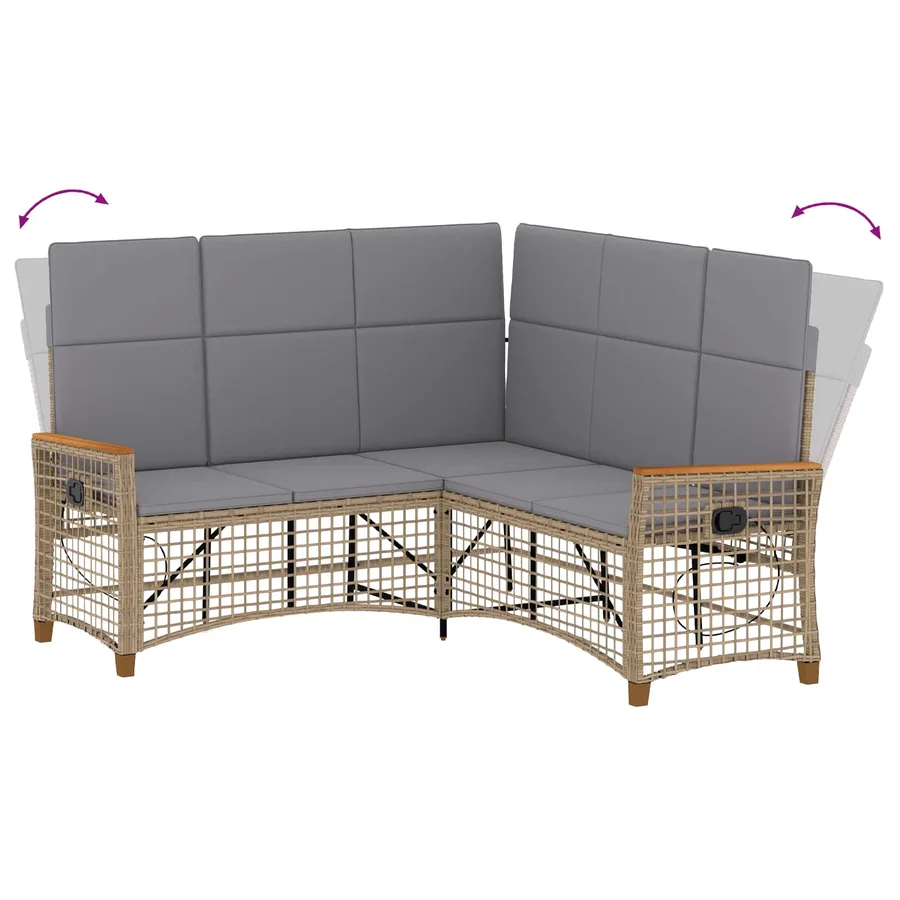 Ensemble de canapés inclinables de jardin Beige et Gris clair - 9