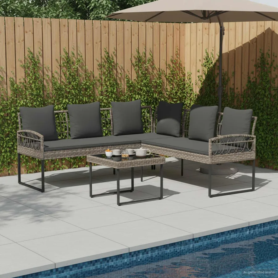 Ensemble de canapé de jardin avec coussin 2 pcs Gris