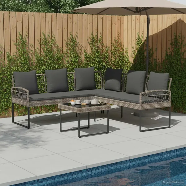 Ensemble de canapé de jardin avec coussin 2 pcs Gris