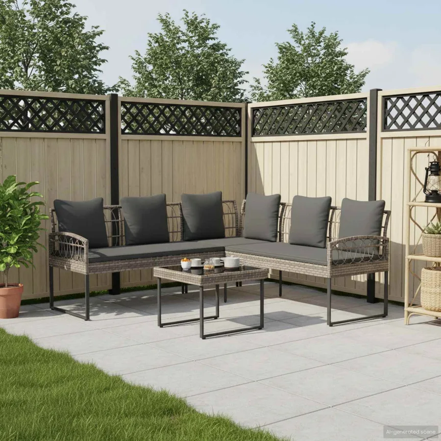 Ensemble de canapé de jardin avec coussin 2 pcs Gris - 3