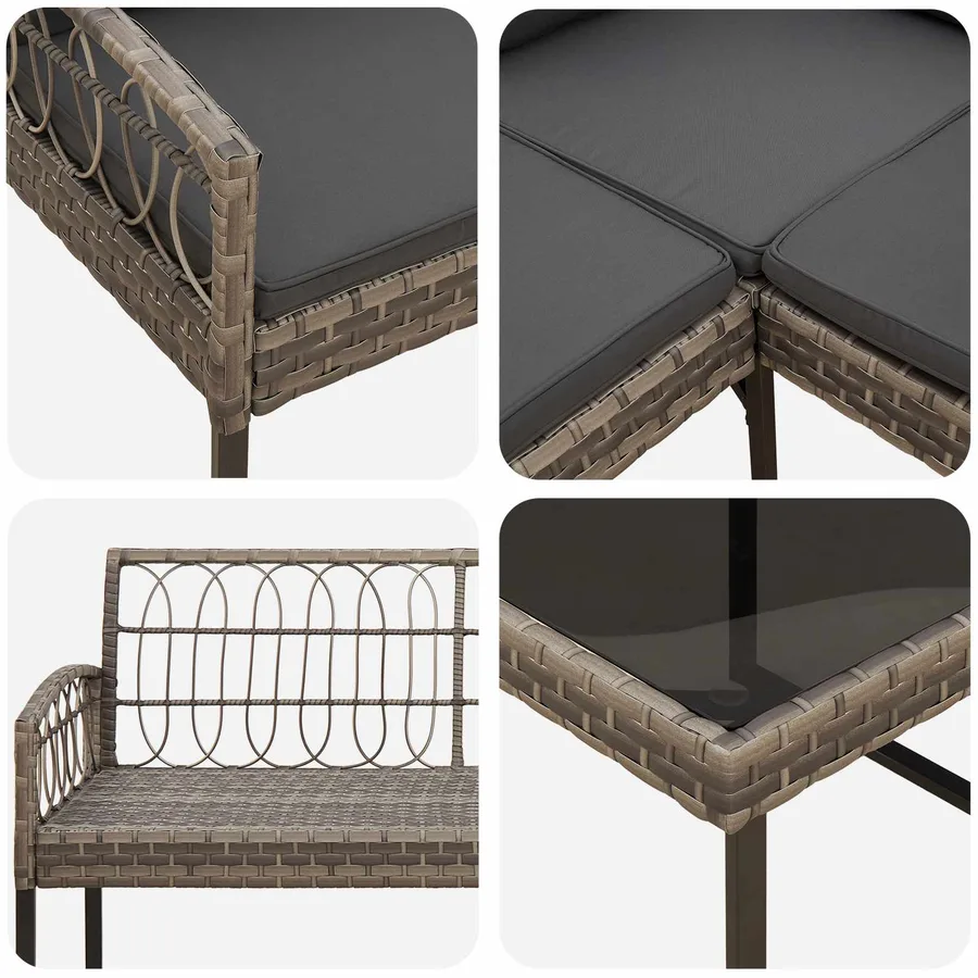 Ensemble de canapé de jardin avec coussin 2 pcs Gris - 7