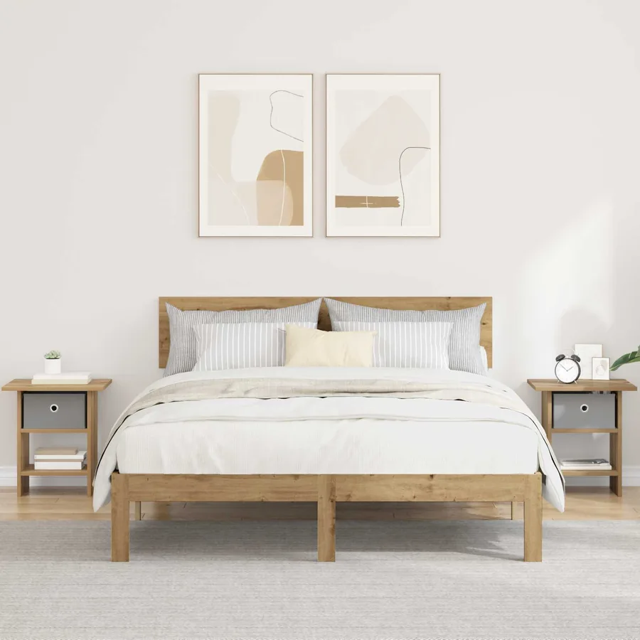 Table de chevet 2 pc Chêne artisanal 41 x 40 x 45 cm