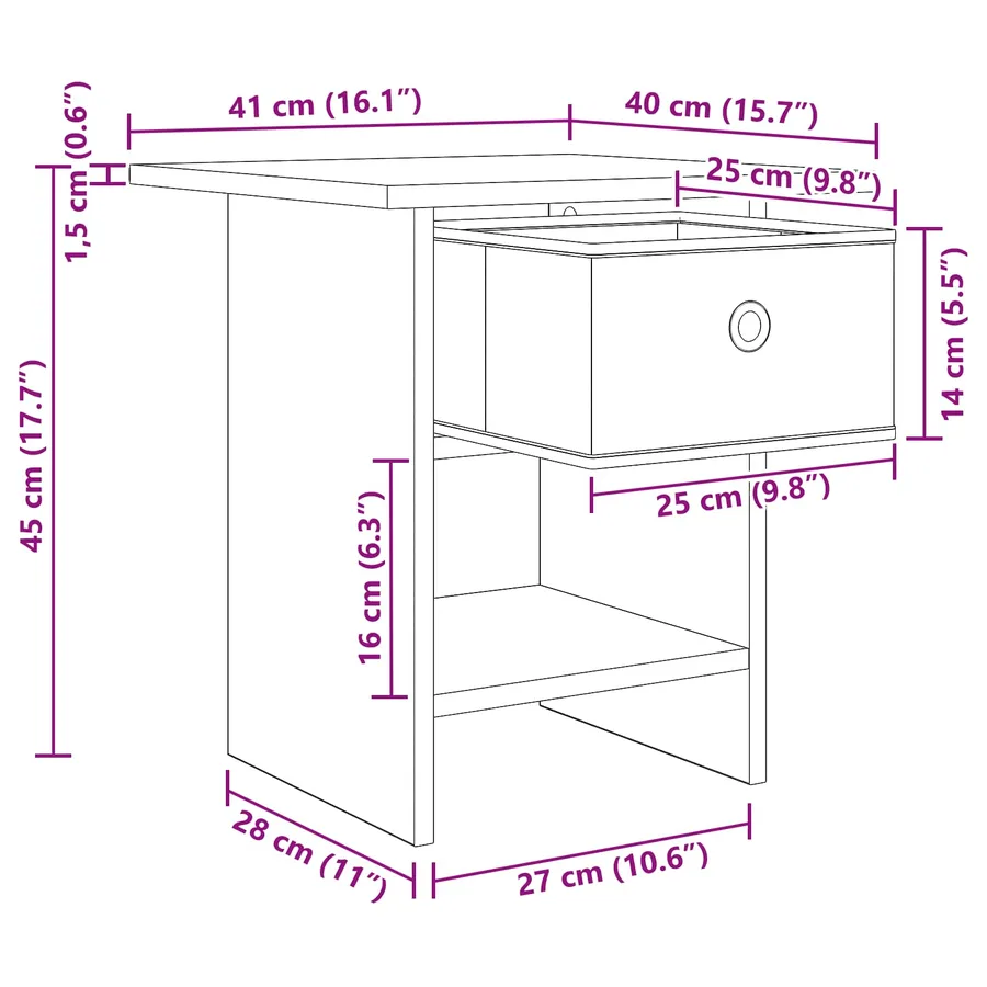 Table de chevet 2 pc Chêne artisanal 41 x 40 x 45 cm - 13