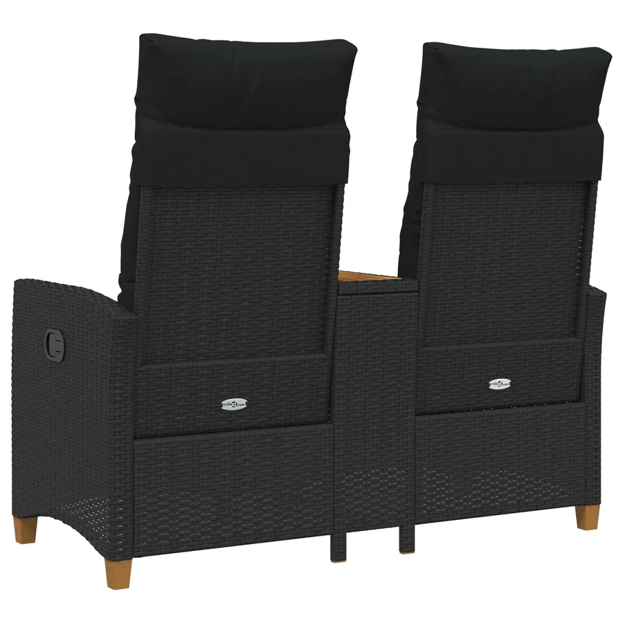 Banc inclinable avec table Noir 126 x 65 x 112 cm polyrotin - 6